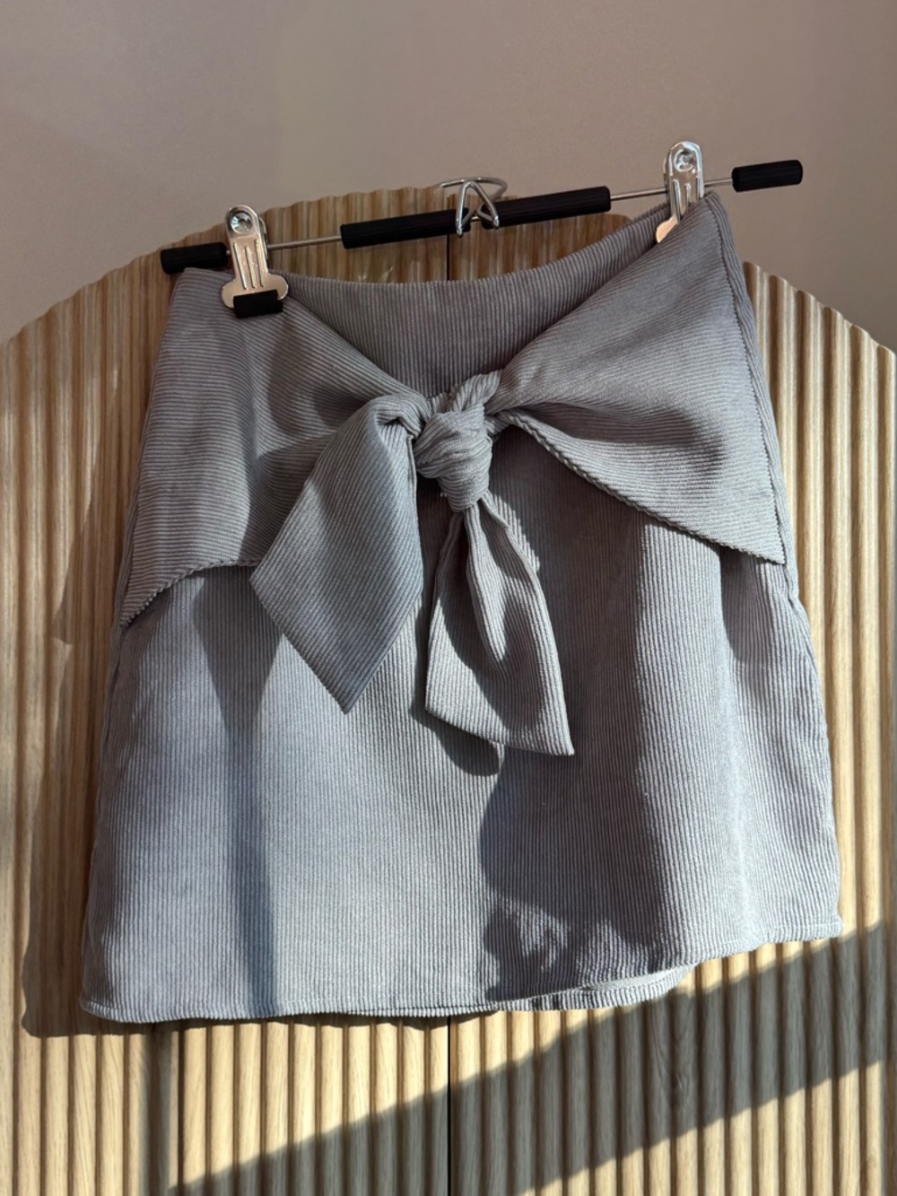 Altar'd State Gray Ribbed Tie-Front Mini Skirt - Picture 6 of 9